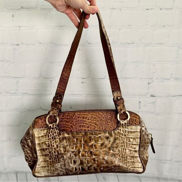 Brahmin cashew copper brown Melbourne croc embossed leather shoulder bag - Picture 4 of 16